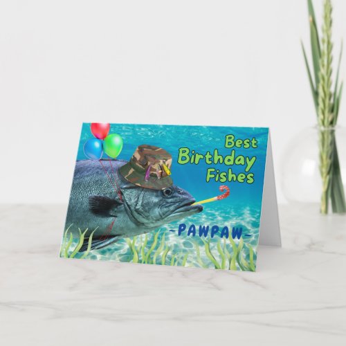 Pawpaw Grandpa Birthday Fish Ready to Party Card