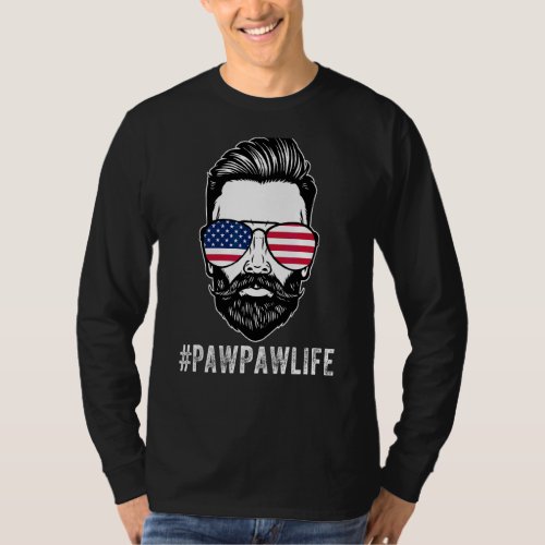 Pawpaw Life Sunglasses American Flag Fathers Day  T_Shirt