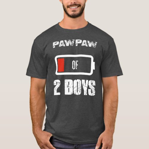 Pawpaw of 2 Two Boys Low Battery Fathers Day T_Shirt
