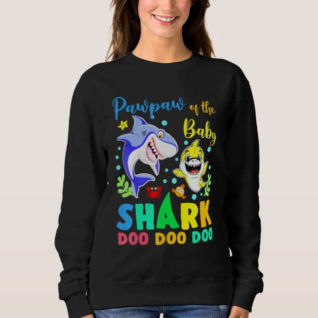 Pawpaw Of The Birthday Boy Shark Blue Yellow Doo D Sweatshirt (Front)