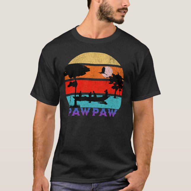 Pawpaw Retro Sunset Ocean Grandfather T-Shirt (Front)
