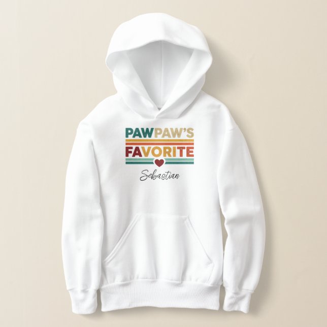 Pawpaw's Favorite Retro Simple Modern Script Name Hoodie (Laydown)