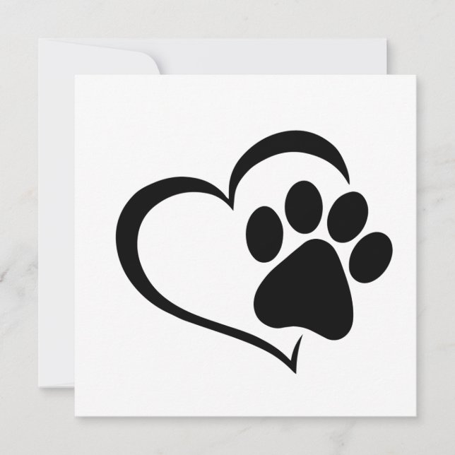 PawPrint and Heart Design Invitation (Front)