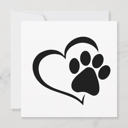 PawPrint and Heart Design Invitation