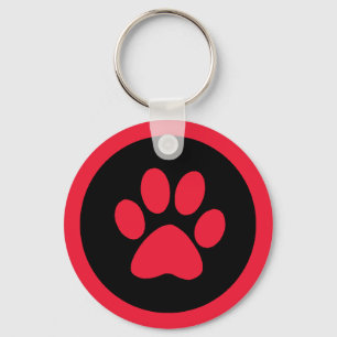 Pawprint Button Keychain in Red and Black