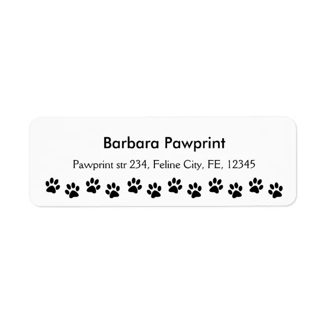 Pawprint custom return address labels Paw print Zazzle