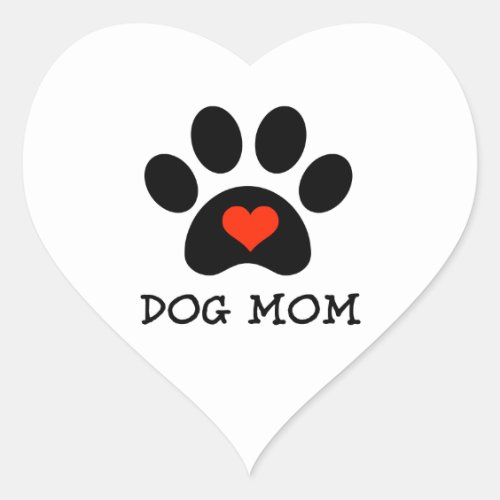 Pawprint Dog Mom Heart Sticker