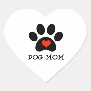 Pawprint Dog Mom Heart Sticker