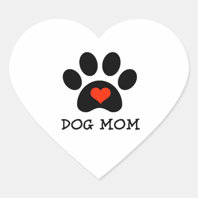 Pawprint Dog Mom Heart Sticker (Front)