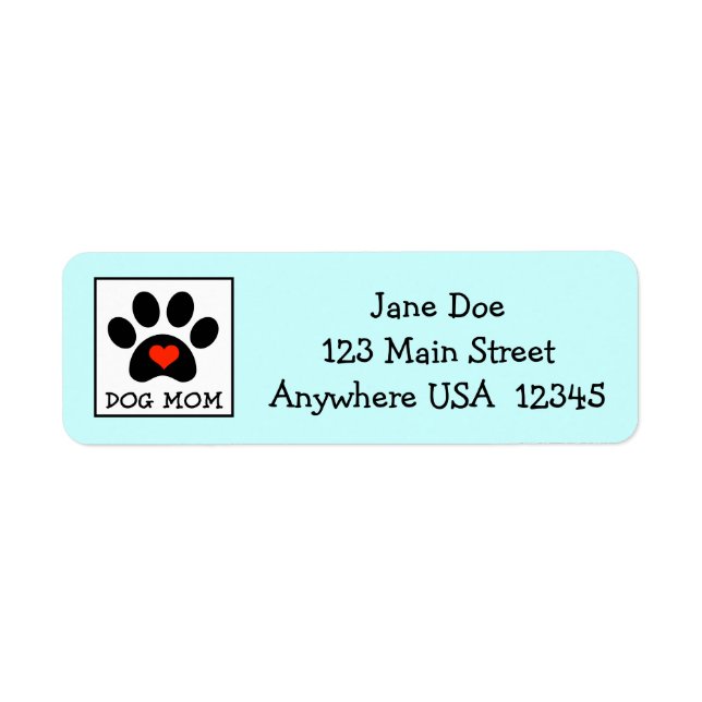 Pawprint Dog Mom Label (Front)