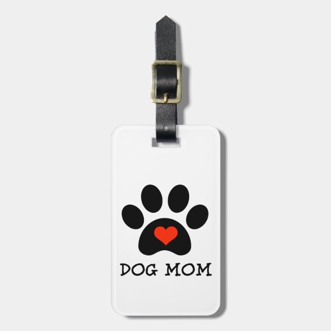 Pawprint Dog Mom Luggage Tag (Front Vertical)