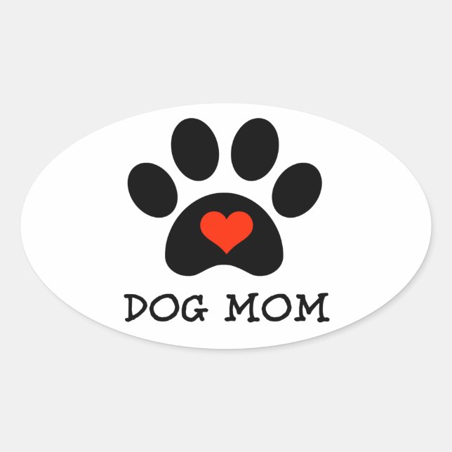 Pawprint Dog Mom Oval Sticker (Front)