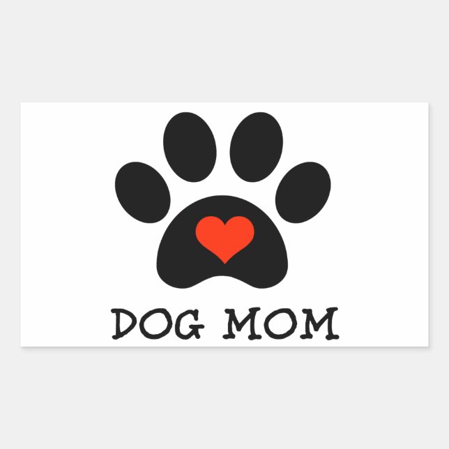 Pawprint Dog Mom Rectangular Sticker (Front)