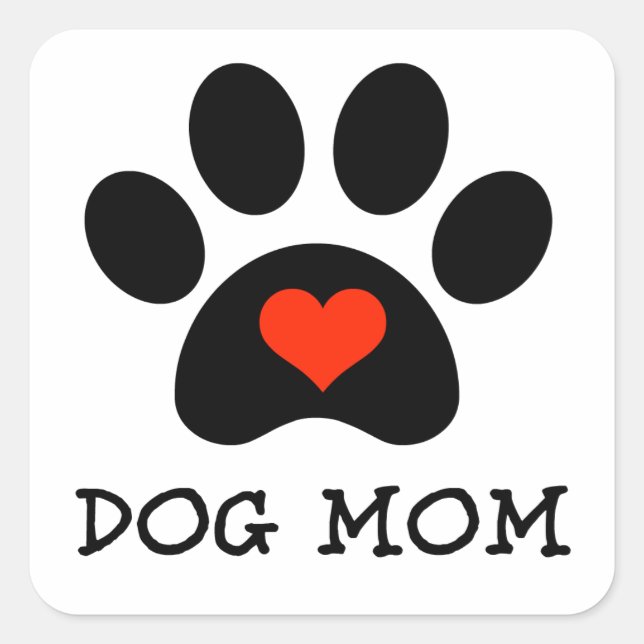 Pawprint Dog Mom Square Sticker (Front)