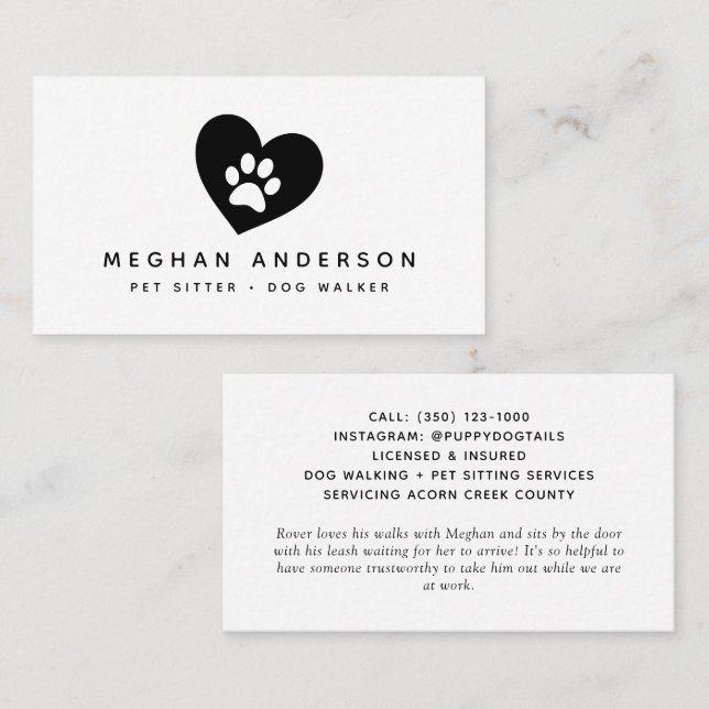 Pawprint Dog Walker Pet Sitter Business Card (Front/Back)