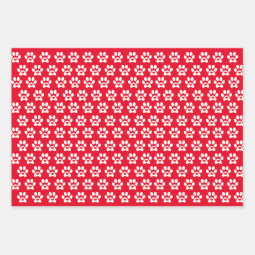 Pawprint Dog Wrapping Paper Flat Sheet Set of 3 | Zazzle