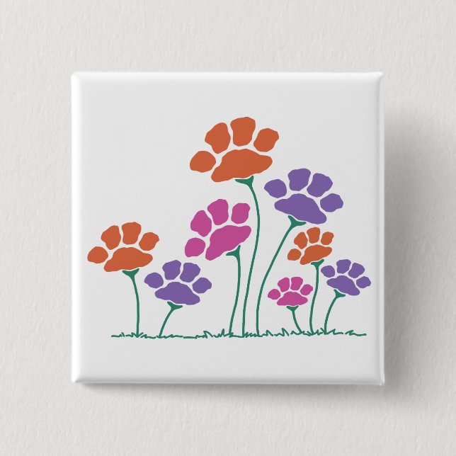 Pawprint Flower Garden Button (Front)