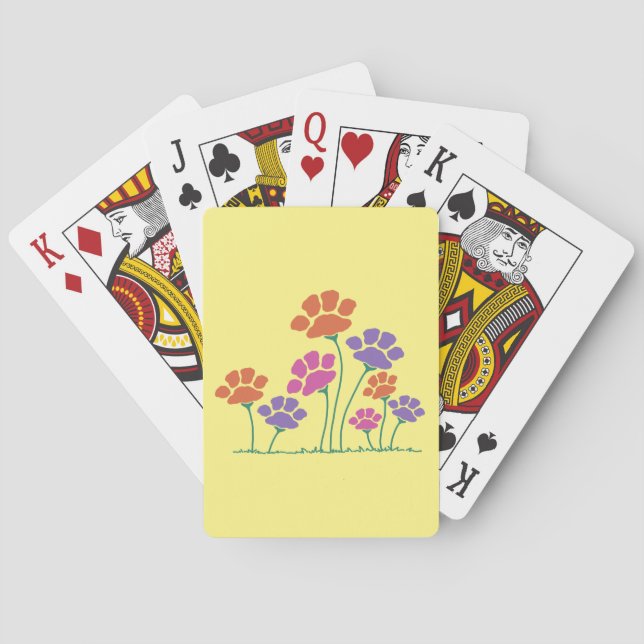 Pawprint Flower Garden Poker Cards (Back)