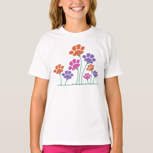 Pawprint Flower Garden T_Shirt