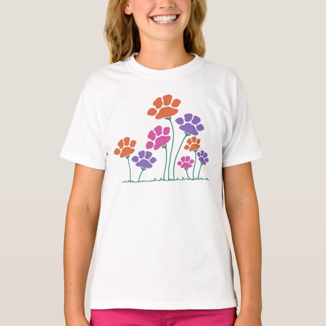 Pawprint Flower Garden T-Shirt (Front)