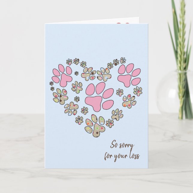 Pawprint Heart for Pet Loss  Card (Front)