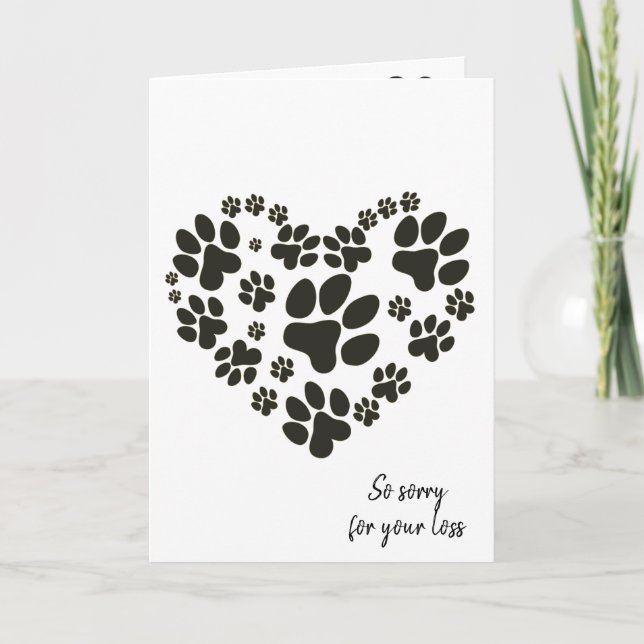 Pawprint Heart for Pet Loss Card (Front)