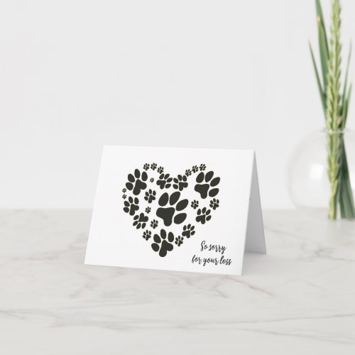 Pawprint Heart for Pet Loss Sympathy Card