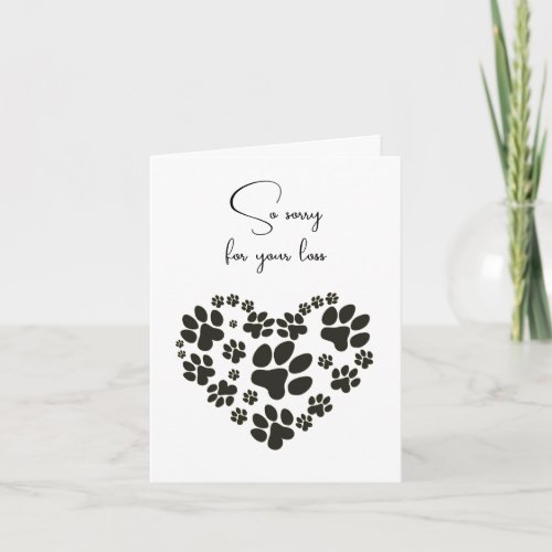 Pawprint Heart for Pet Loss Sympathy Card
