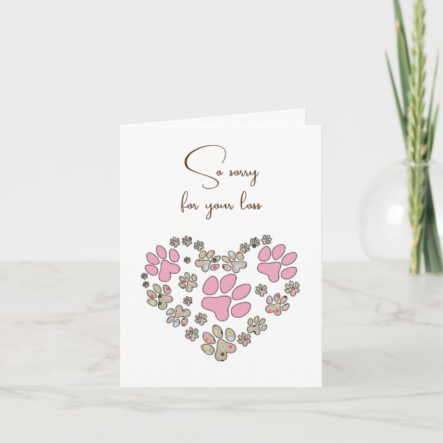 Pawprint Heart for Pet Loss Sympathy Card (Front)