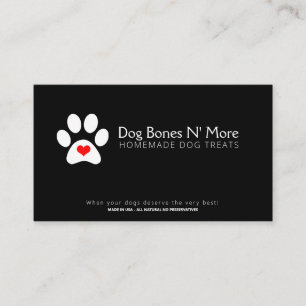Pawprint Heart   Gourmet Dog Treats Bakery Business Card