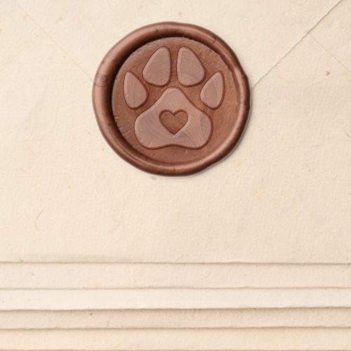 Pawprint Heart Love Wax Seal Sticker