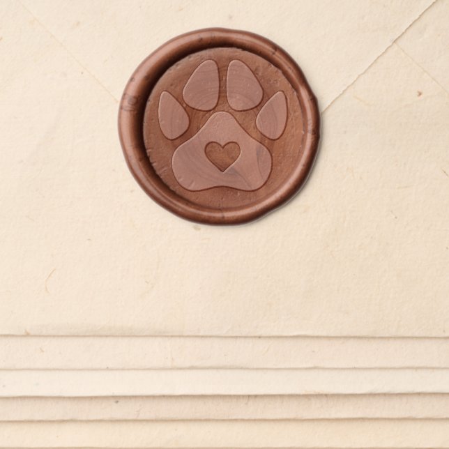 Pawprint Heart Love Wax Seal Sticker (Front)