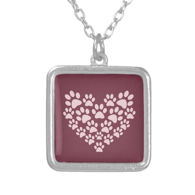 Pawprint Heart Necklace (Front)