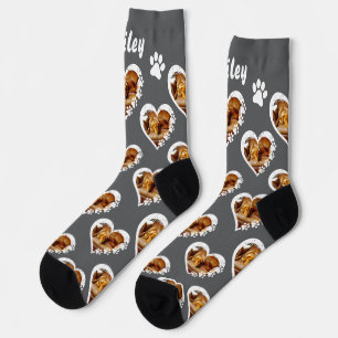 Pawprint Heart Pet Photo  Socks
