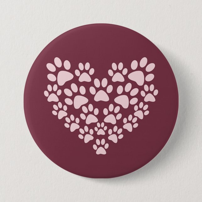 Pawprint Heart Pinback Button (Front)