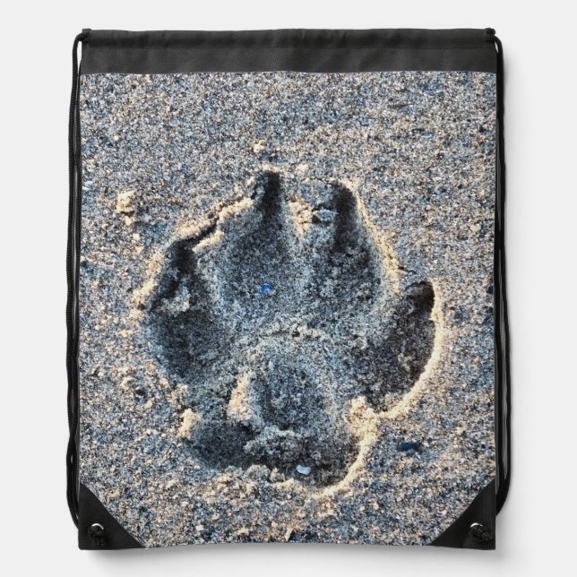 PAWPRINT IN THE SAND    DRAWSTRING BAG (Front)