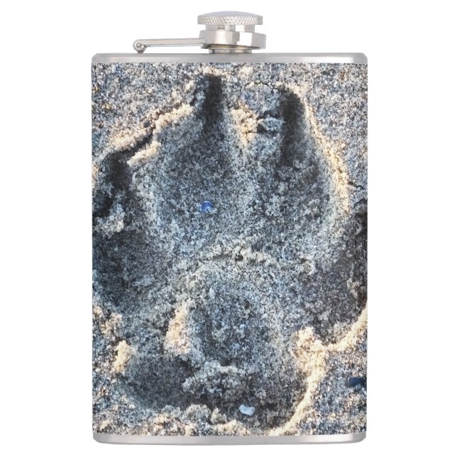 PAWPRINT IN THE SAND    FLASK (Front)