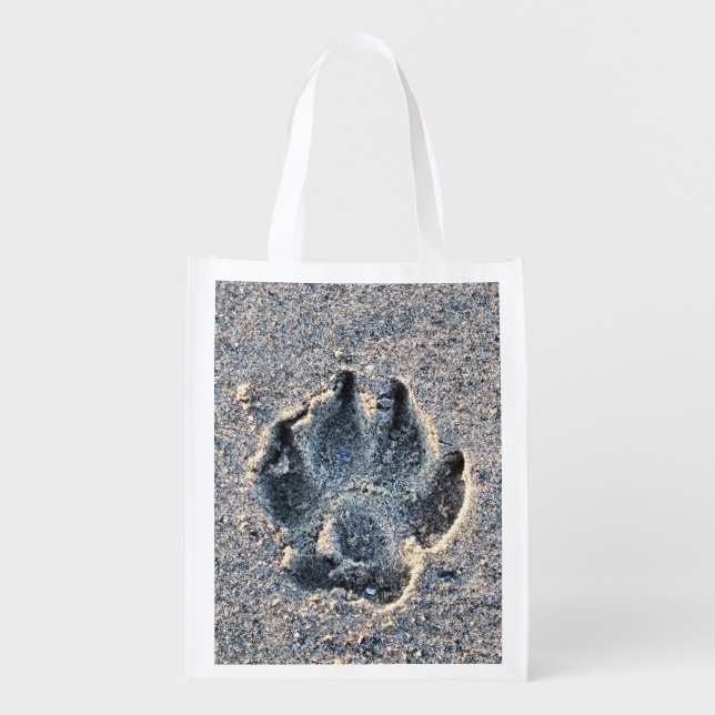 PAWPRINT IN THE SAND    GROCERY BAG (Front)
