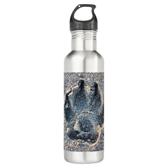 PAWPRINT IN THE SAND    STAINLESS STEEL WATER BOTTLE (Front)