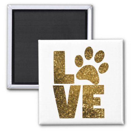 Pawprint Love in Gold Magnet