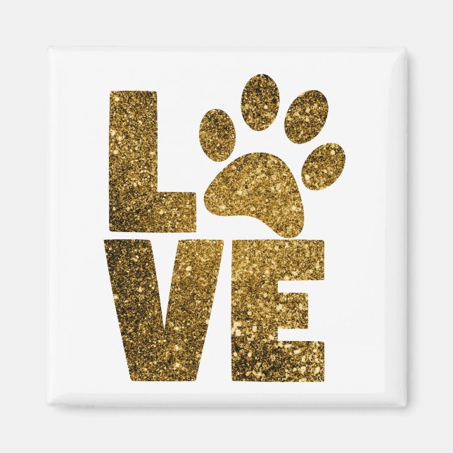 Pawprint Love in Gold Magnet (Front)