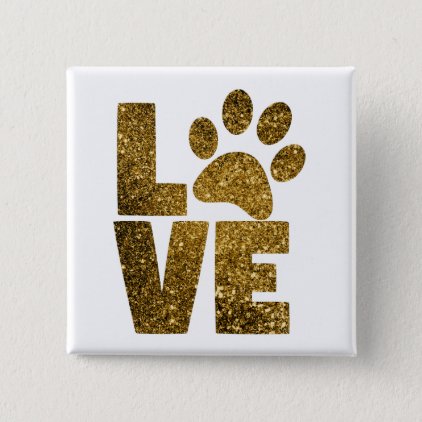 Pawprint Love in Gold Pinback Button