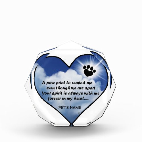 Pawprint Memorial Poem Acrylic Award