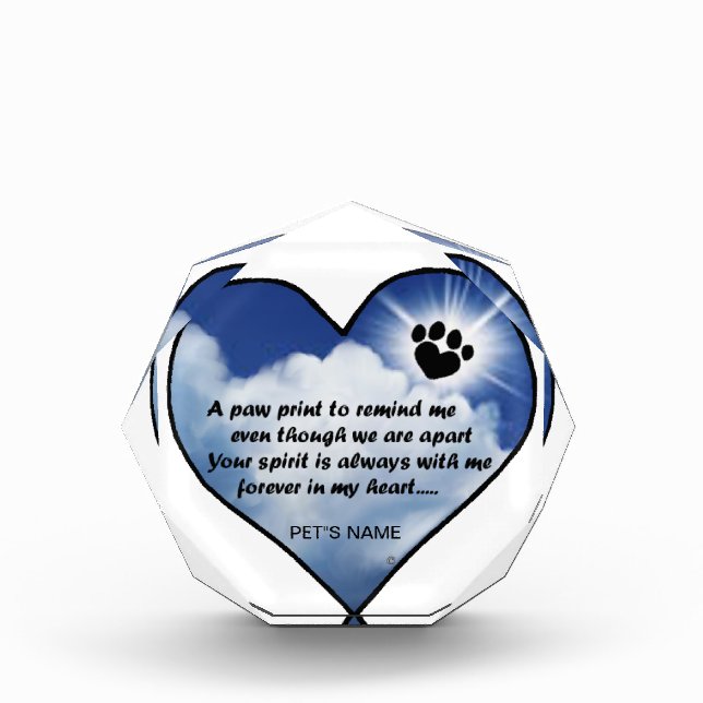 Pawprint Memorial Poem Acrylic Award (Front)