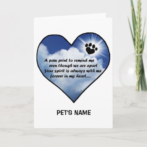 Pawprint Memorial Poem Card