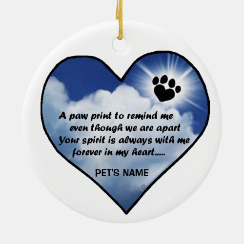 Pawprint Memorial Poem Ceramic Ornament