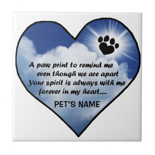 Pawprint Memorial Poem Ceramic Tile