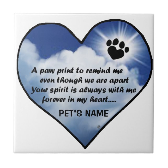Pawprint Memorial Poem Ceramic Tile (Front)