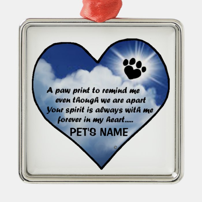 Pawprint Memorial Poem Christmas Tree Ornament