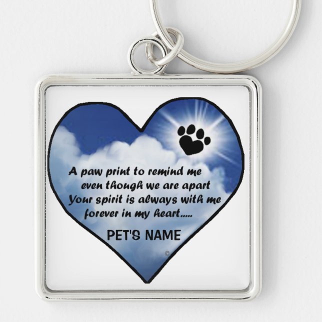 Pawprint Memorial Poem Keychain (Front)